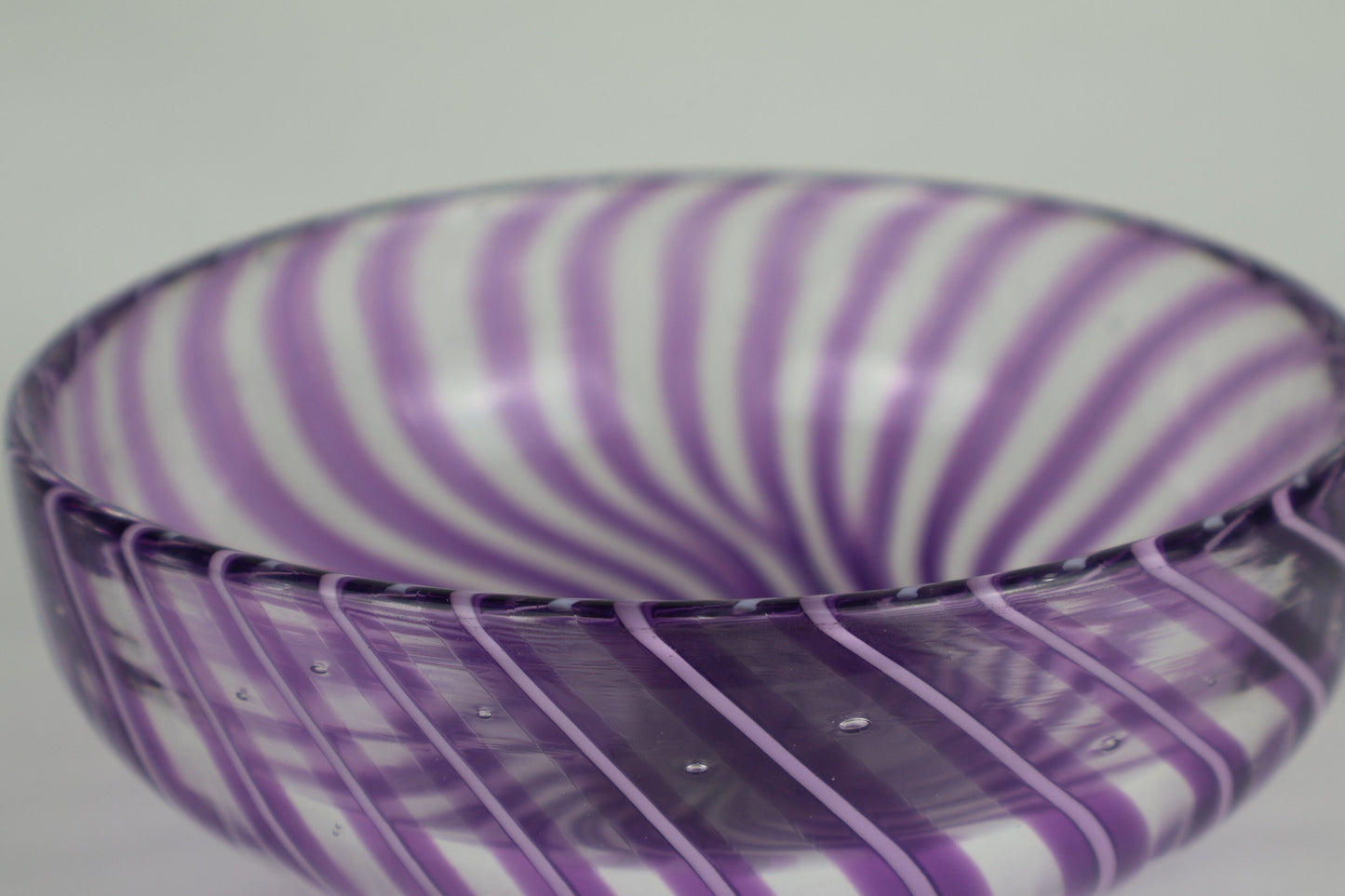 Small Handmade Decorative Purple and White Cane Bowl