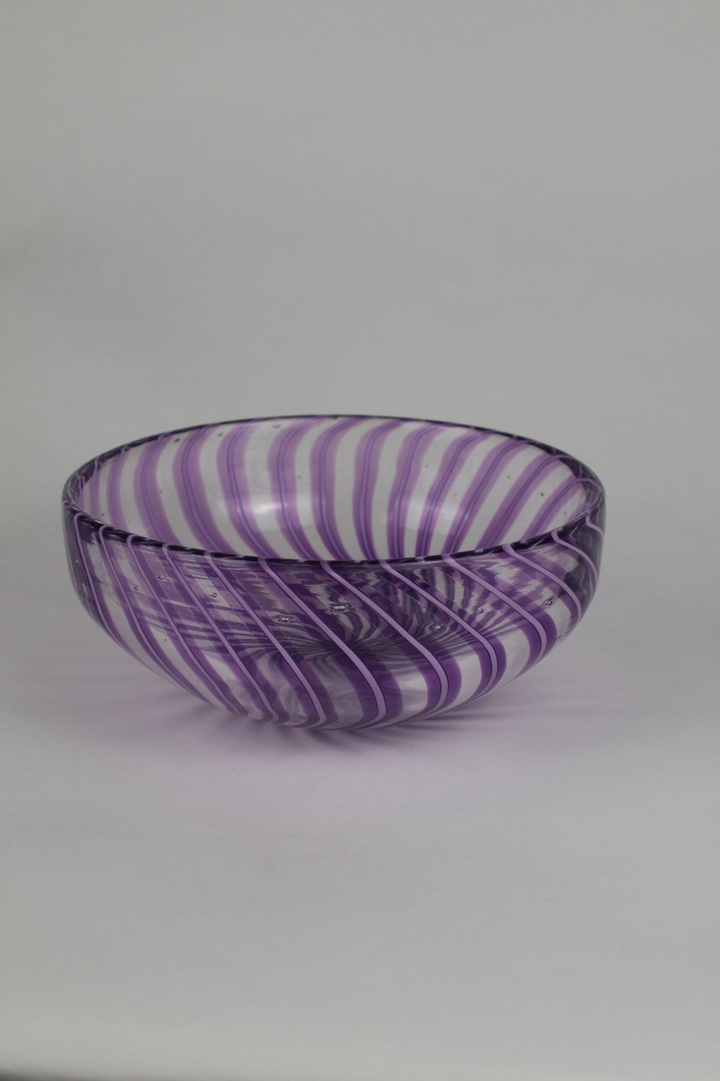 Small Handmade Decorative Purple and White Cane Bowl