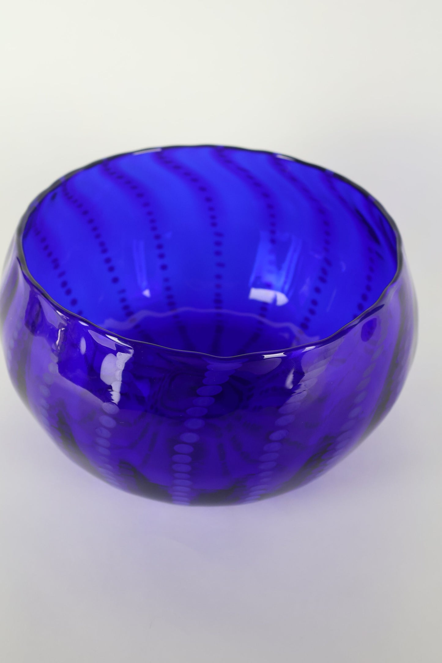 Blue Monochromatic Handmade Polka Dot Bowl