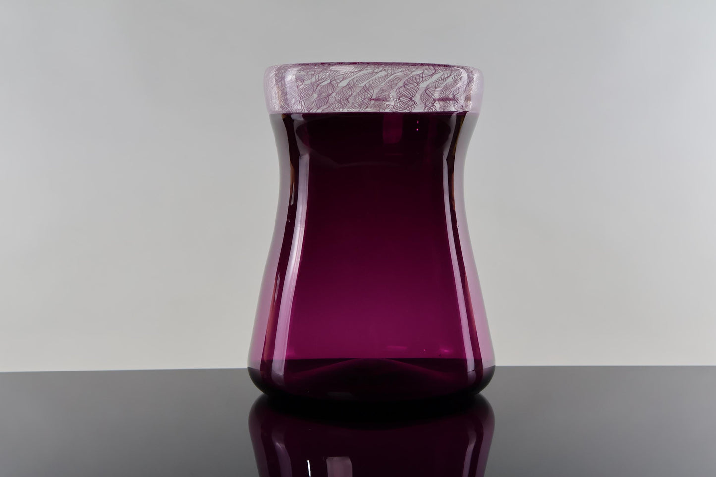 Handcrafted Plum Purple Glass Vase with Delicate Swirl Rim