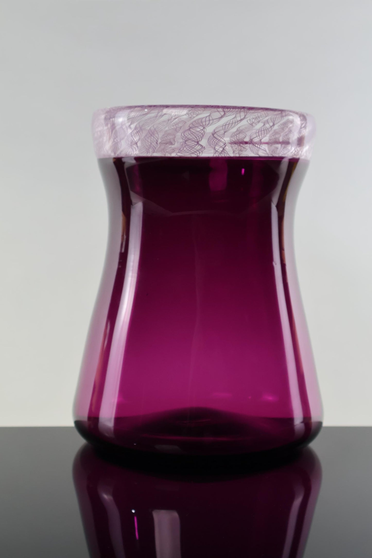 Handcrafted Plum Purple Glass Vase with Delicate Swirl Rim