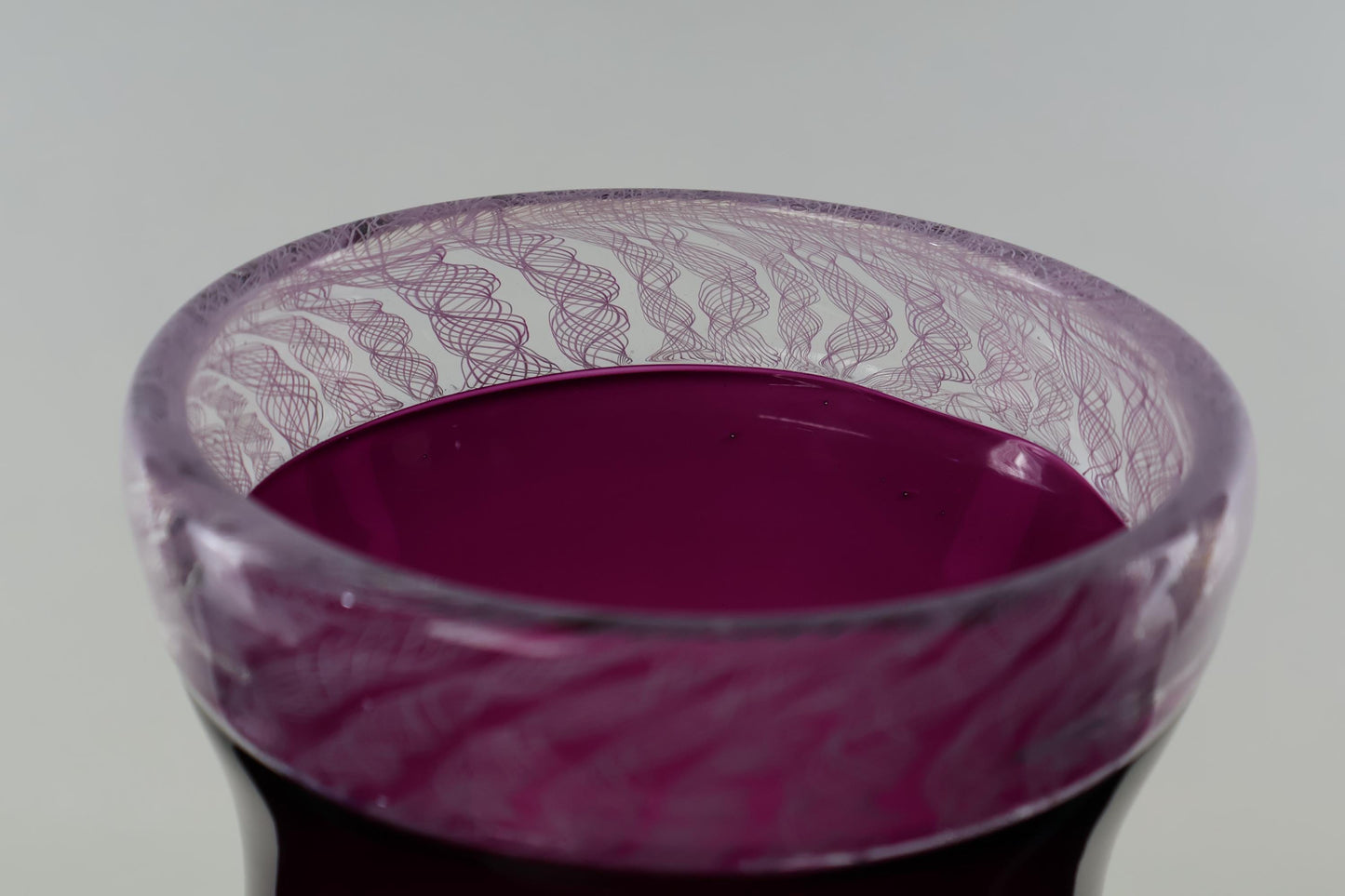 Handcrafted Plum Purple Glass Vase with Delicate Swirl Rim