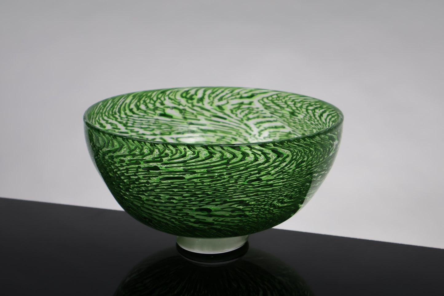 Handmade Green and White Murrine Glass Bowl