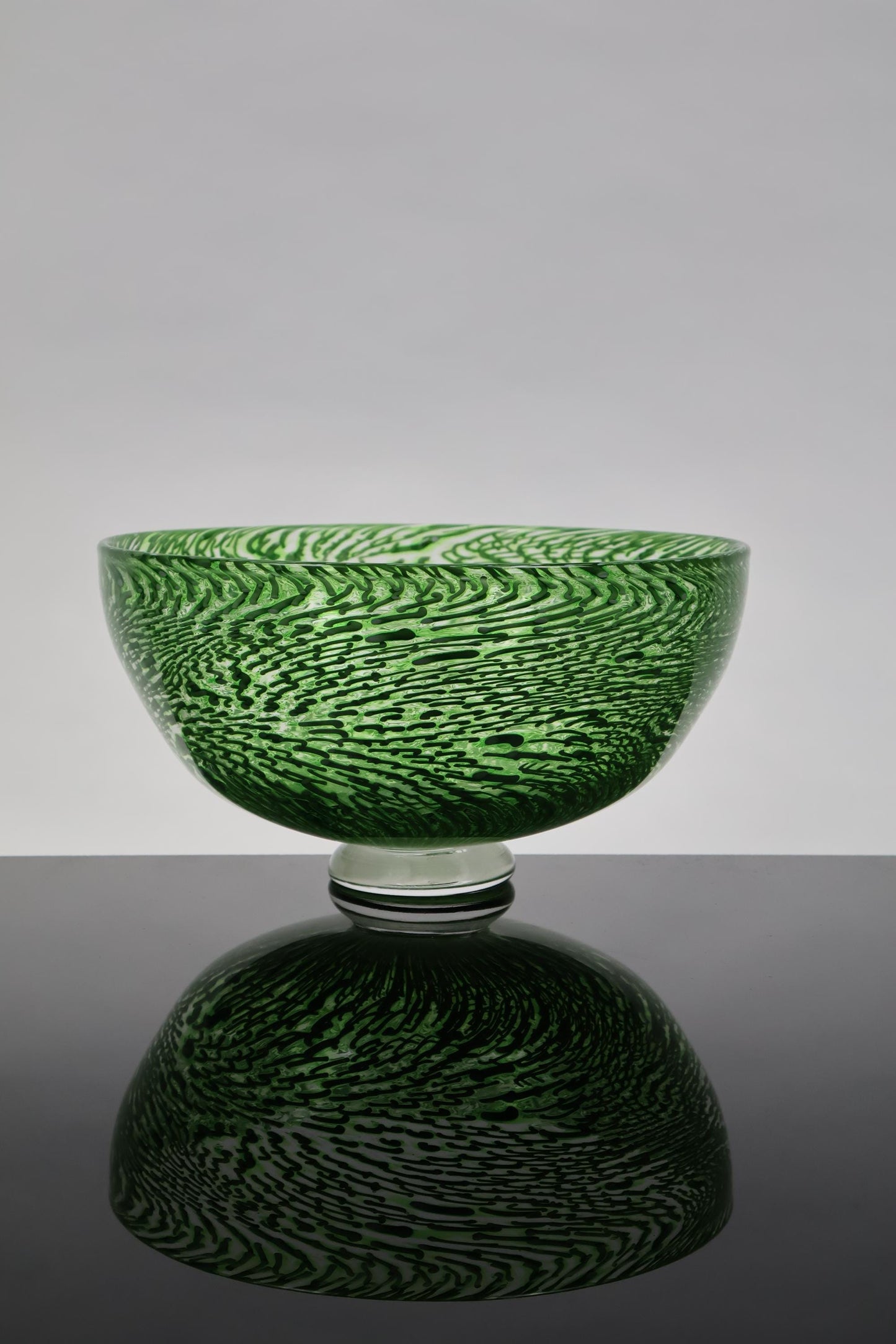 Handmade Green and White Murrine Glass Bowl