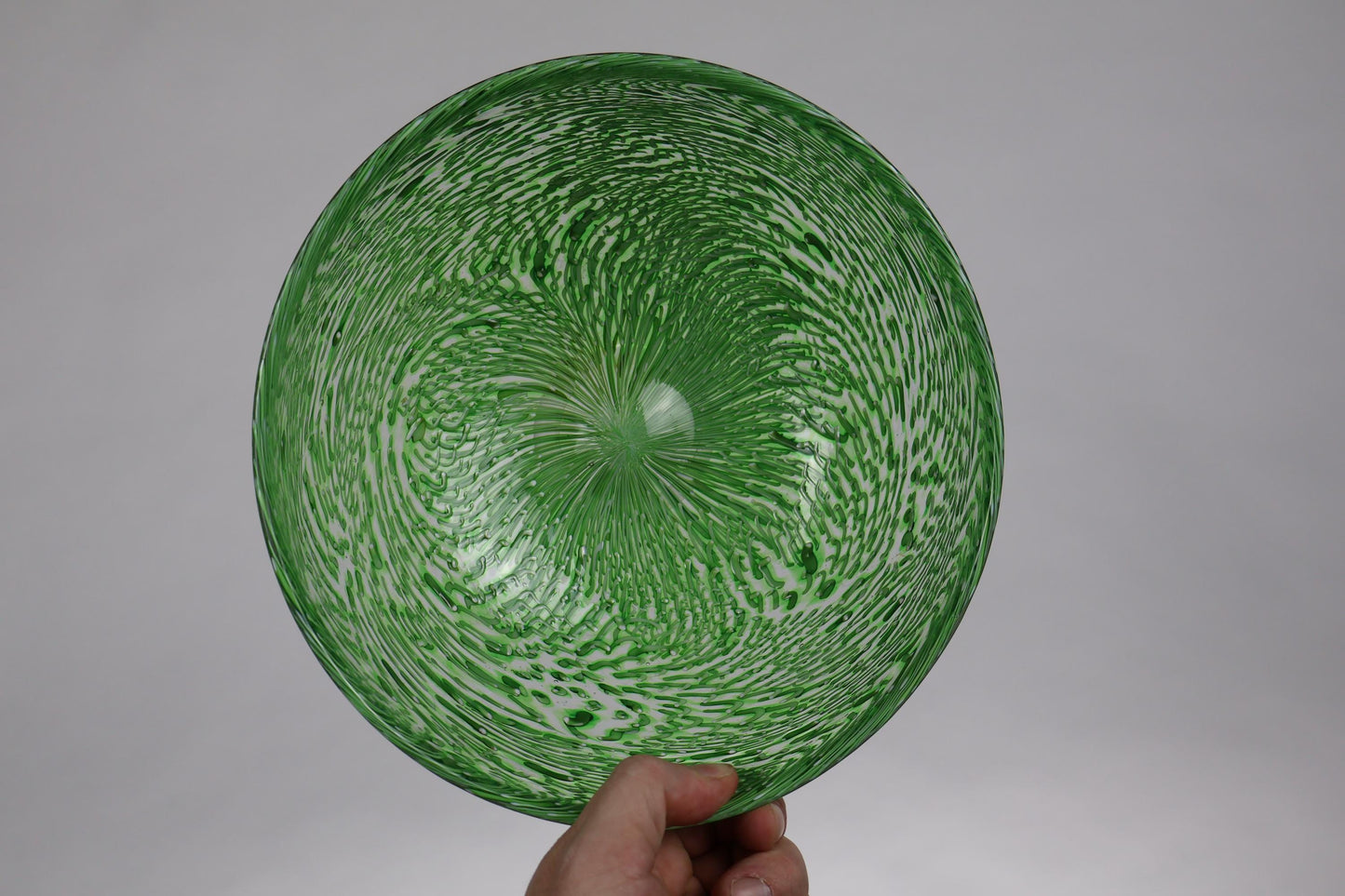 Handmade Green and White Murrine Glass Bowl