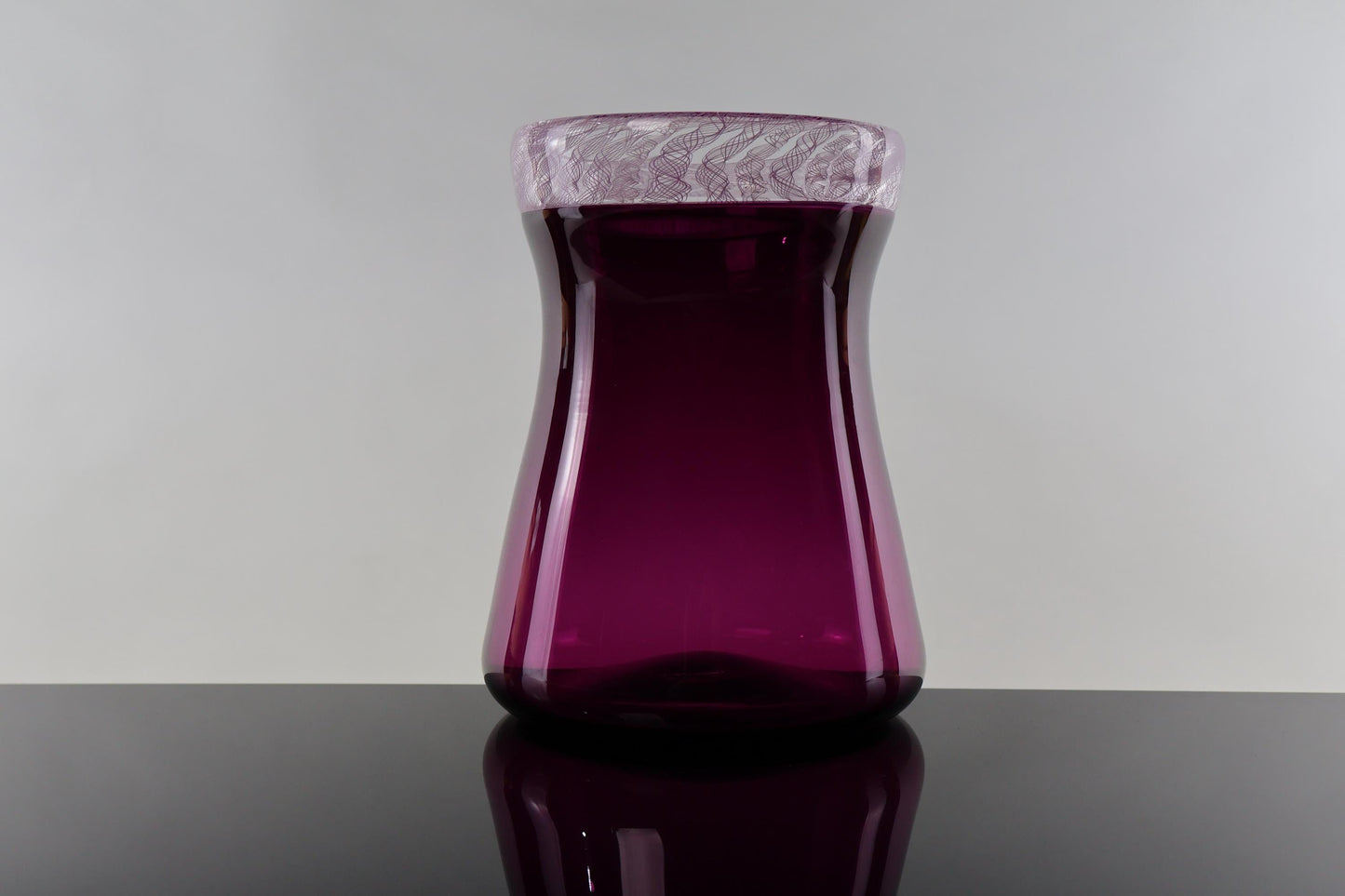 Handcrafted Plum Purple Glass Vase with Delicate Swirl Rim