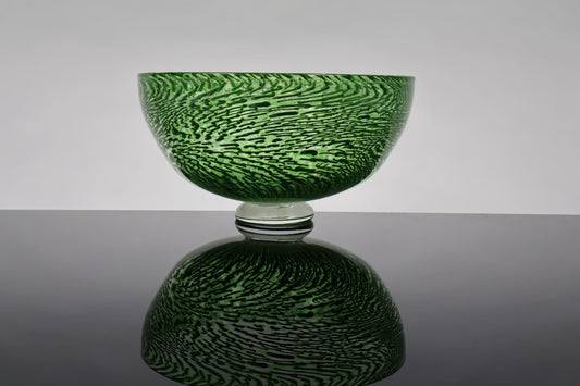 Handmade Green and White Murrine Glass Bowl