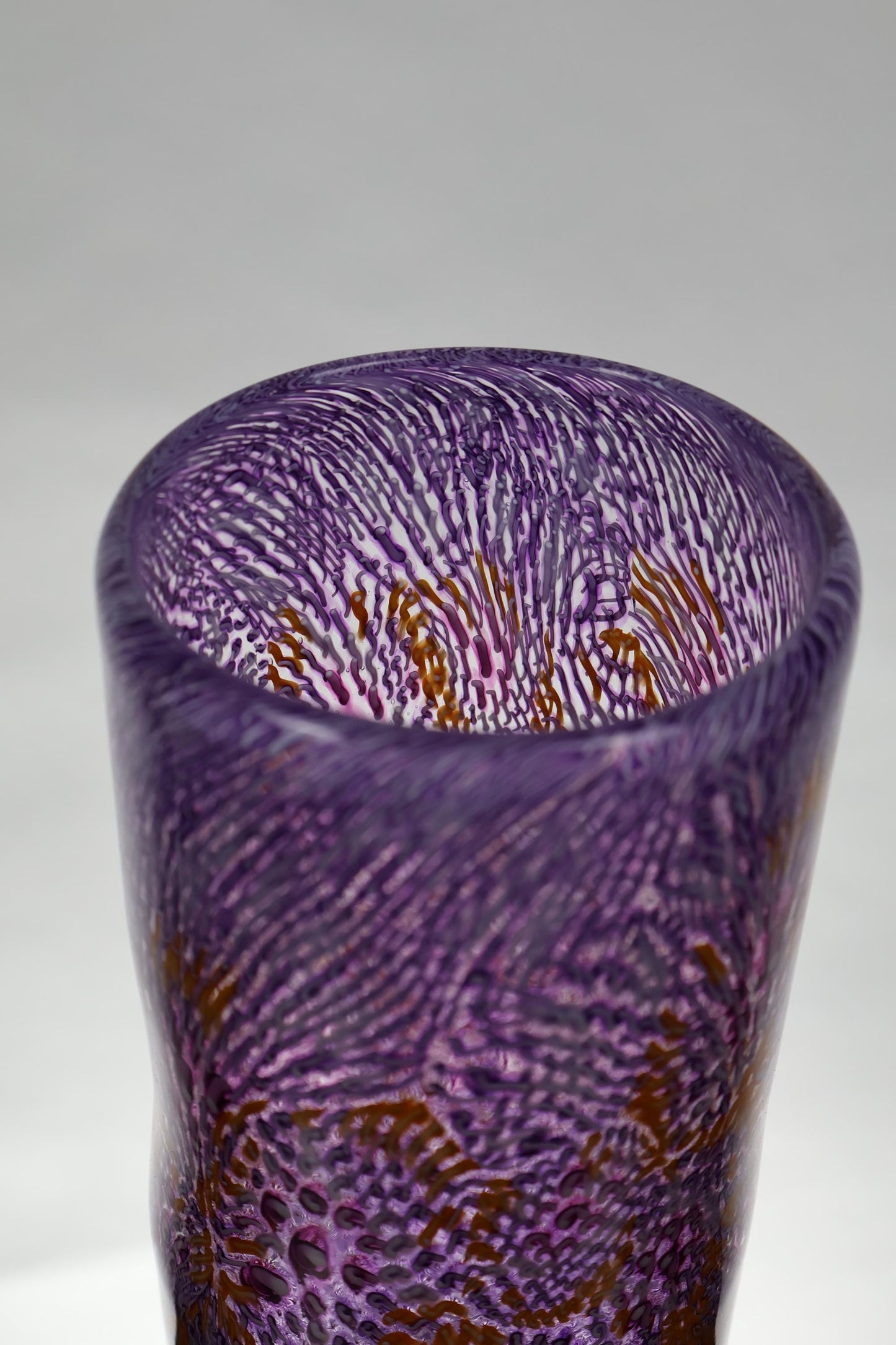 Handcrafted Purple and Amber Murrine Cylinder Vase