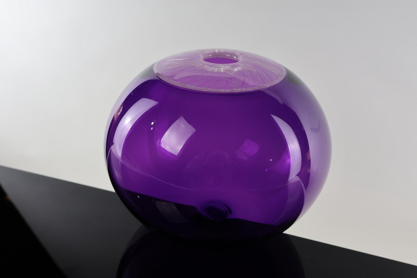 Handblown Eyeball Iris Purple and Pink Orb Vase